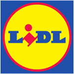 Als Logo der Referenzen bei Lidl, ist ein dreifarbiges Logo zu sehen.