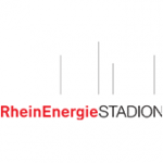 Als Logo der Referenzen bei dem RheinEnergieSTADION, ist ein grau & roter Schriftzug.