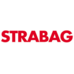 Als Logo der Rhein Terrassen bei STRABAG, ist ein roter Schriftzug zu sehen.